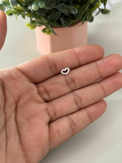 Piercing pressão coração zirconia banhada a prata - comprar online