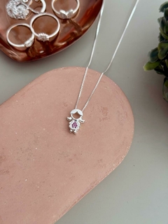 Colar menina cravejado rosa prata 925 na internet
