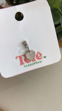 Piercing de orelha aço inox lua\coração - comprar online