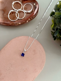 Colar ponto de luz azul prata 925 - comprar online