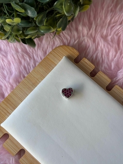 Berloque separador coração rosa prata 925 - comprar online