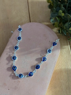 Choker olho grego banhada a prata - comprar online