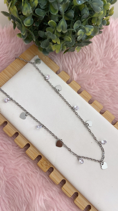 Choker coração e zircônia aço inox - comprar online