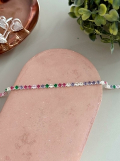 Pulseira zirconia colorido banhada a prata - comprar online