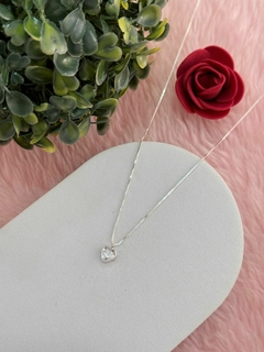 Colar coração cristal prata 925 - comprar online