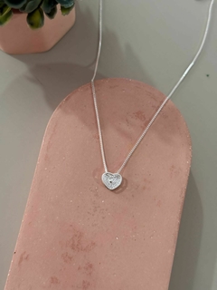 Colar coração zirconia cristal banhada a prata - comprar online