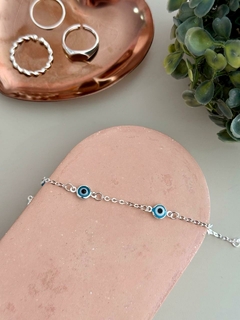 Pulseira olho grego banhada a prata - comprar online