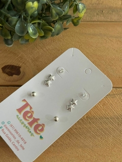 Trio de brincos prata 925 - comprar online