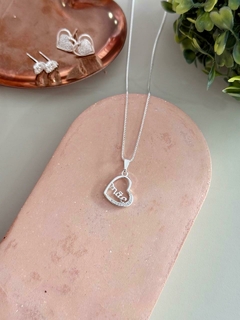 Colar coração mãe banhado a prata - comprar online
