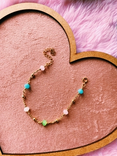 Pulseira bolinhas cores banhada a ouro - comprar online