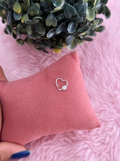 Piercing coração cravejado prata 925