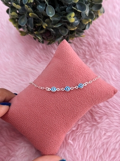 Pulseira olho grego infantil prata 925