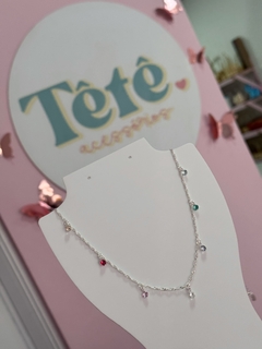Choker zircônia colorida banhada a prata - comprar online
