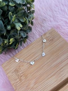 Pulseira infantil plaquinha coração prata 925