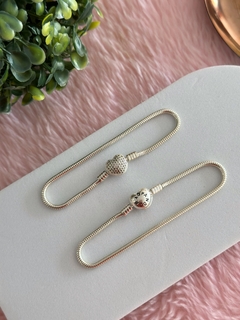 Pulseira pandora coração cravejado prata 925 - comprar online