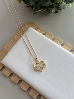 Colar coração infinito cravejado banhado a ouro - comprar online