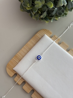 Pulseira olho grego banhada a prata - comprar online