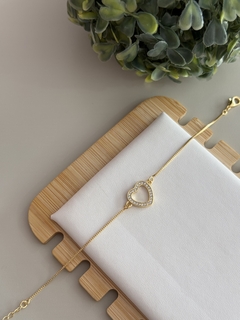 Pulseira coração zirconia cristal banhada a ouro - comprar online