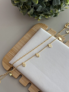 Pulseira dupla coração banhada a ouro - comprar online