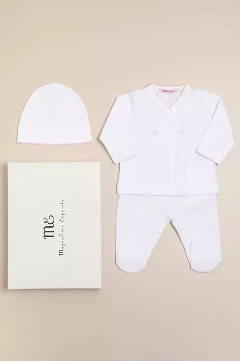 Ajuar 3 Piezas | Blanco con Rosa