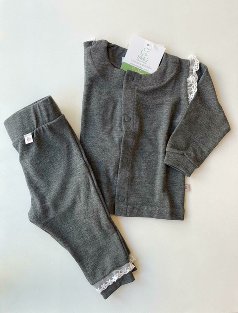 Conjunto lanita con puntilla | Grey