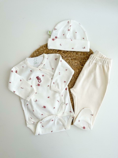 Ajuar 3 Piezas | Mini Flor | Body Cruzado - comprar online