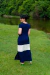 Vestido Longo com Detalhe em Branco - loja online