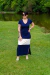 Vestido Longo com Detalhe em Branco na internet