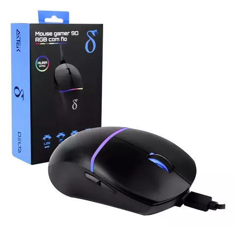 MOUSE GAMER RGB COM FIO USB 12800DPI AITK DELTA VM9128