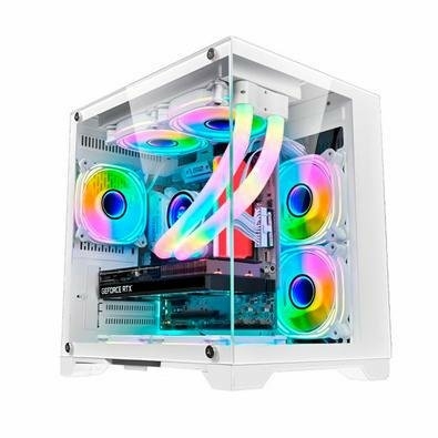GABINETE GAMER K-MEX SPACE AQUA WHITE COM KIT FAN CGW1KN