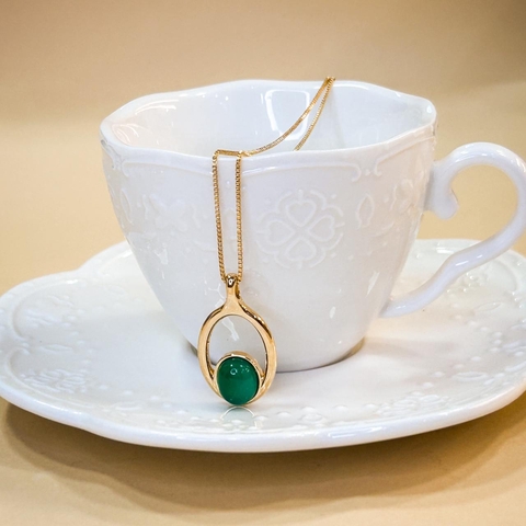 COLAR MAGNÓLIA ÁGATA VERDE