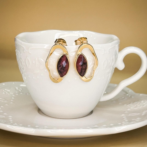 BRINCO BOTÃO RODONITA