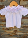 Camisita Blanca Batista flores rosas manga corta
