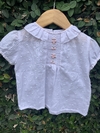 Blusa Punto Smock Manga Corta Pechera rosa Talle 1 (un año)