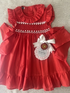 VESTIDOS ROJOS PUNTO SMOCK - tienda online