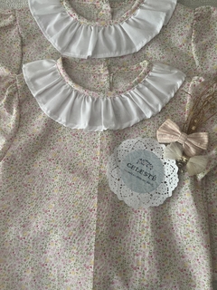 blusa de voile estampada con cuello blanco - comprar online