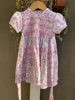 Vestido de invierno manga corta flores