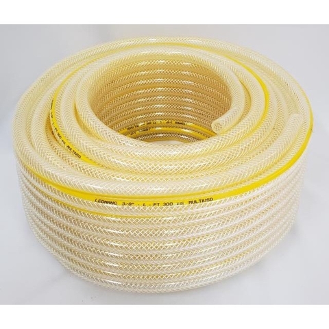 Rolo 50 mt Mangueira Multiuso PVC 3/8 Amarela Tarjada (preço p/ metro)