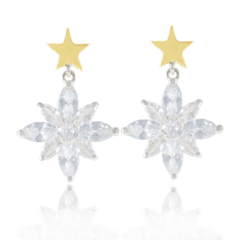 Brinco Estrela feito com prata e ouro cravejado com zircônias - comprar online