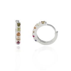 Argola feita com prata cravejada com zircônias coloridas - comprar online