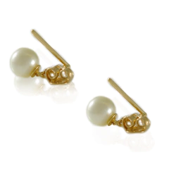Brinco feito com ouro 18K e pérola e zircônias cravejadas - comprar online