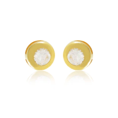 Brinco feito em Ouro 18K ponto de Luz Zircônia