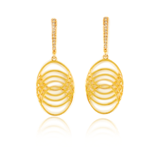 Brinco feito com Ouro 18K fligrama cravejado com zircônias