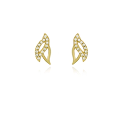 Brinco Folhas feito com Ouro 18K cravejado com Zircônias