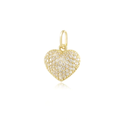 Pingente Coração Ouro 18K feito com Ouro 18K Cravejado com Zircônias