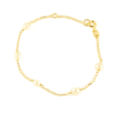 Pulseira Infantil Portuguesa feita com ouro 18K e Pérolas