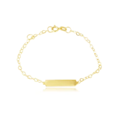 Pulseira Infantil Coração com Chapinha feita com ouro 18K