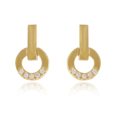 Brinco folheado a ouro 18K cravejado com zircônias