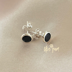 Brinco Ponto de luz Preto Prata 925