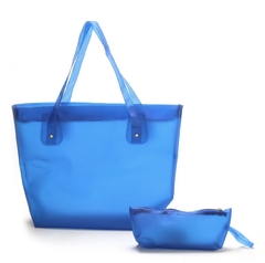 Bolsa de Praia + Necessaire Azul Silicone